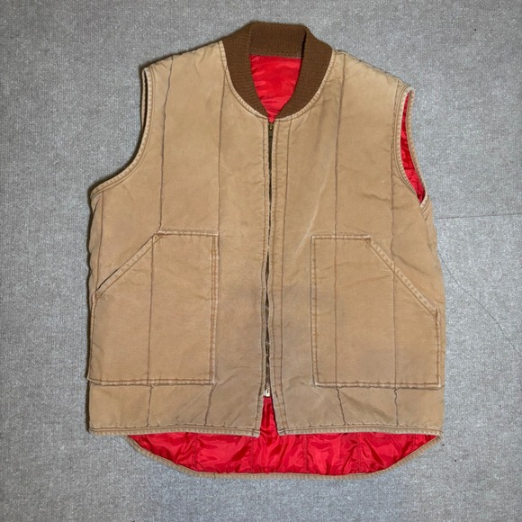 Walls Other - Walls Blizzard-Pruf Insulated Workwear Vest Tan Duck Canvas Red Lining Mens L